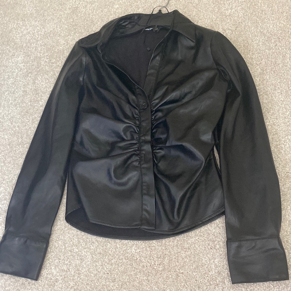 Black Zara Leather Blouse